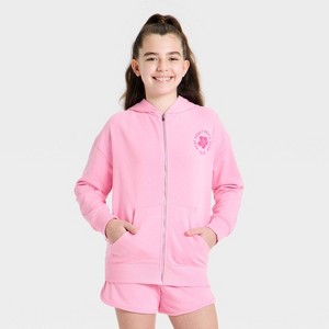 Girls' Oversized French Terry Zip-Up Hoodie Sweatshirt - art class