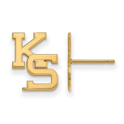 Black Bow Jewelry 14k Yellow Gold Kansas State Wildcats NCAA Post Earrings