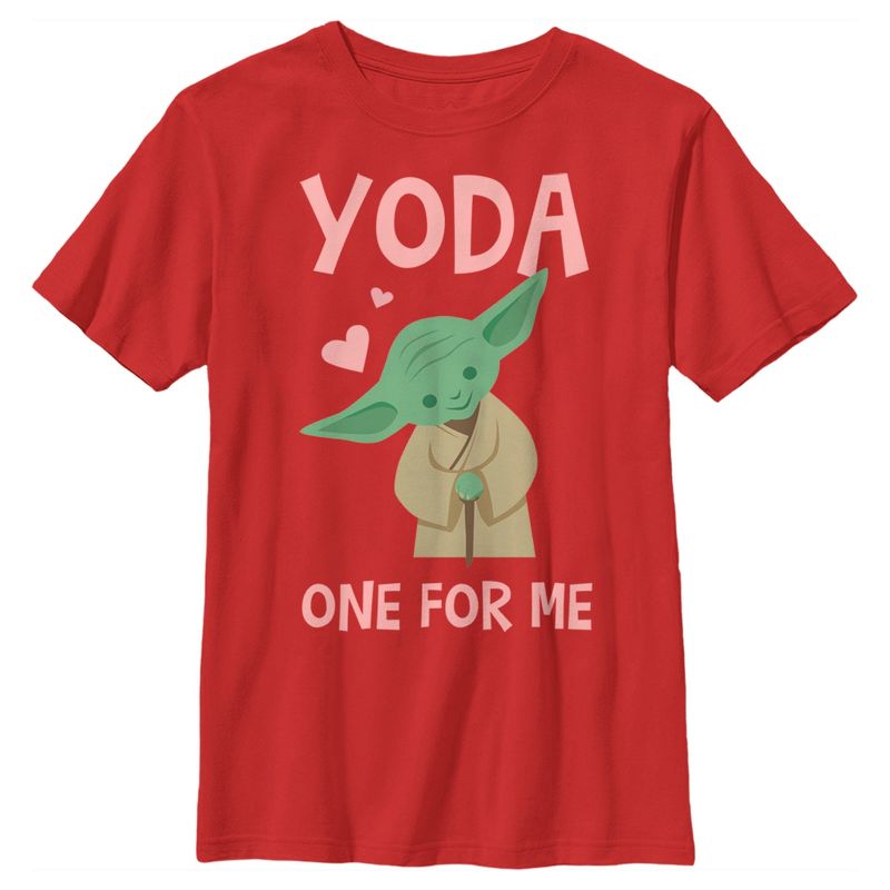 Boy's Star Wars Valentine's Day Yoda One for Me Simple T-Shirt, 1 of 5