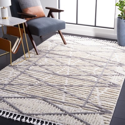 Marrakesh Gray and Beige Synthetic Rectangular Area Rug 4' x 6'