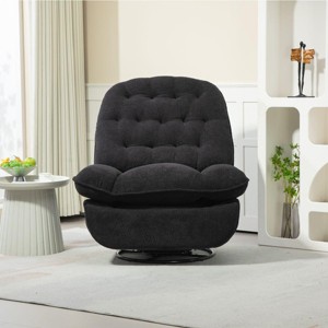 360° Swivel Recliner Adjustable Chair Chenille Swivel Reclining Glider Single Chaise Lounge Sofa Chair With Black Metal Round Base-Cuddlewood - 1 of 4