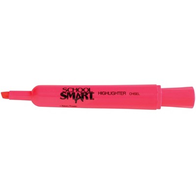 School Smart Tank Style Highlighters, Chisel Tip, Pink, Pack of 12