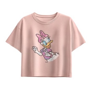 Girls' - Disney - Daisy Color Sketch Short Sleeve Boxy Graphic T-Shirt - 1 of 2