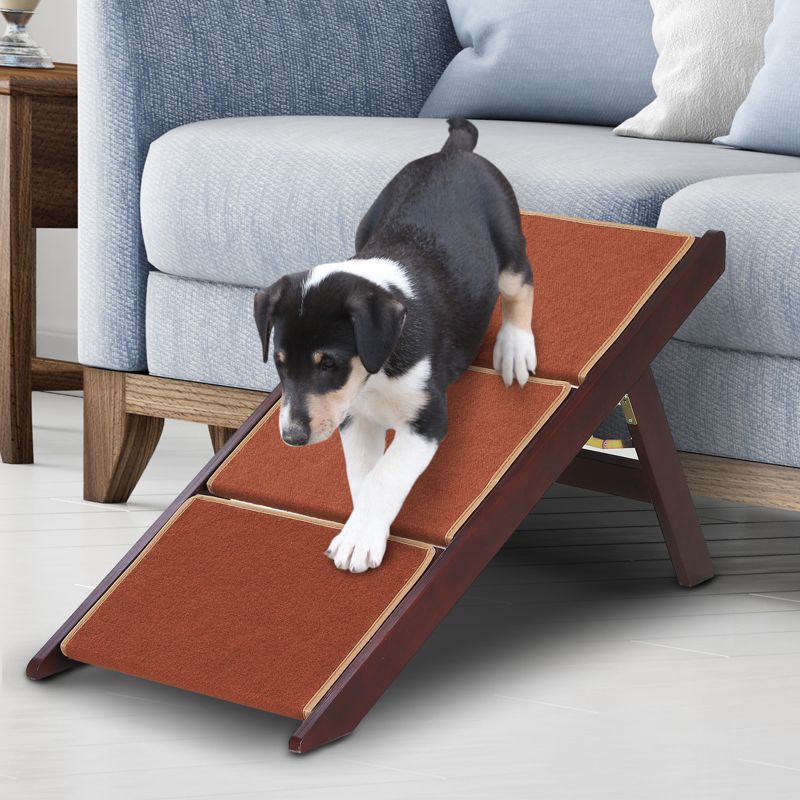PawHut Wooden 2-in-1 Portable Folding Safety Pet Stairs / Ramp for Dogs and Cats, 2 of 9