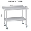 Stainless Steel Work Table - Heavy Duty Commercial Kitchen Workstation with Backsplash, 4 Casters & Adjustable Shelf - 2 of 4