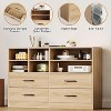 4 Drawer Dresser with 6 Storage Cubbies Adjustable Shelves, Modern Chest of Drawers, 47" TV Stand Dresser Drawer Organizers for Living Room,Beige - 3 of 4