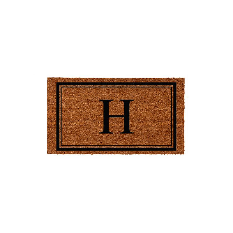 Evergreen Monogram Indoor Outdoor 100% Natural Coir Doormat 28" x 16" |  Letter  "H", 1 of 4