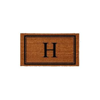 Evergreen Monogram Indoor Outdoor 100% Natural Coir Doormat 28" x 16" |  Letter  "H"