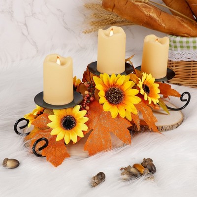 Maggift Thanksgiving Harvest Centerpiece Candle Holder, Fall Table Décor with 3 Holders for Holiday Kitchen Display