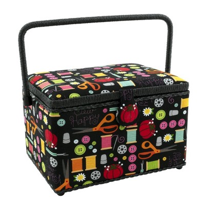 SINGER Large Sewing Basket Kit 126pcs-Pink And Black Notions