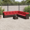vidaXL 10 Piece Patio Sofa Set with Cushions Brown Poly Rattan - 2 of 4