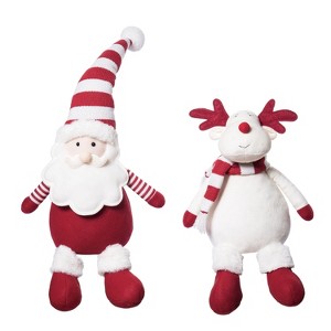 Transpac Plush Red and White Santa and Reindeer Decorative Figurines for Christmas Indoor Tabletop Decor Gift - 1 of 1