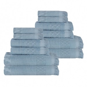 Cotton Geometric Jacquard Plush Soft Absorbent Bath Towel Set by Blue Nile Mills - 1 of 4