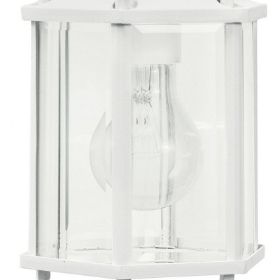 White Traditional Outdoor Wall Lantern with Clear Glass