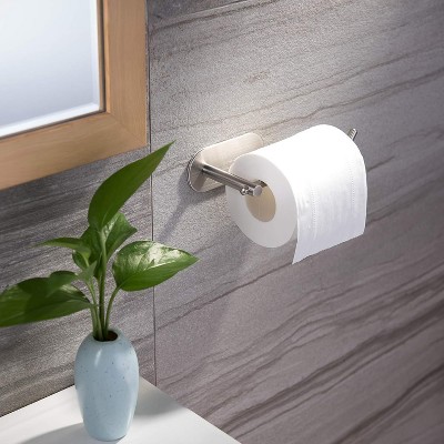 Hachikiko Adhesive Toilet Paper Holder - 304 Stainless Steel Brushed, No Drilling Stick, Easy Install Wall-Mounted Bathroom Accessory
