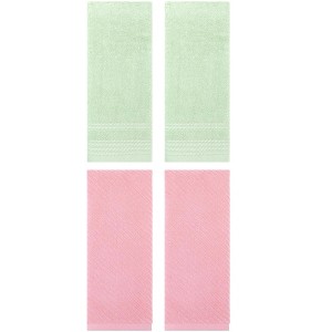 REGALWOVEN 4 Pcs Striped Comfortable Quick Drying Non-Linting Hand Towel 14" x 30" - 1 of 4