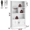 Book Shelf, with LED Lights Farmhouse Bookcase, with Doors Modern Storage Rack 3 Shelf, Tall Standing Bookshelves - 2 of 4