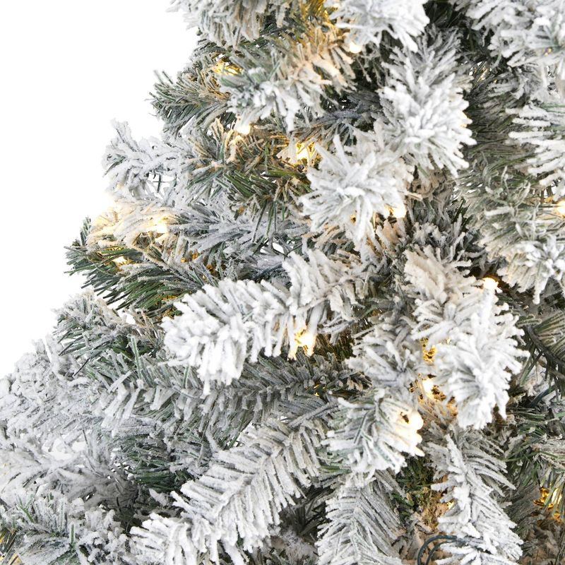 4ft Nearly Natural Pre-Lit LED Flocked Rock Springs Spruce Artificial Christmas Tree Clear Lights, 4 of 9
