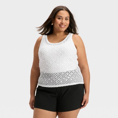 Women's Embellished Crochet Tank Top - A New Day™