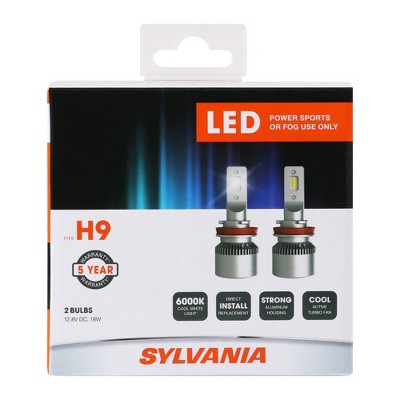 Sylvania H9 LED Powersport Headlight Bulbs for Off-Road Use or Fog Lights - 2 Pack