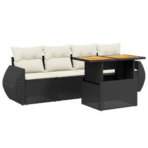 vidaXL Garden Sofa Set Black, Cream White - 1 of 4