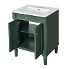 NicBex Bathroom Vanity with Top Sink,2-Tier Modern Bathroom Sink Vanity with Large Storage Shelves ,24" Bathroom Sink Cabinet,Green - 4 of 4