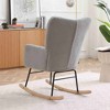 CAVINAS Teddy Fabric Glider Rocking Chair with High Backrest,Upholstered Rocking Chair,Nursery Accent Chair for Bedroom - 4 of 4