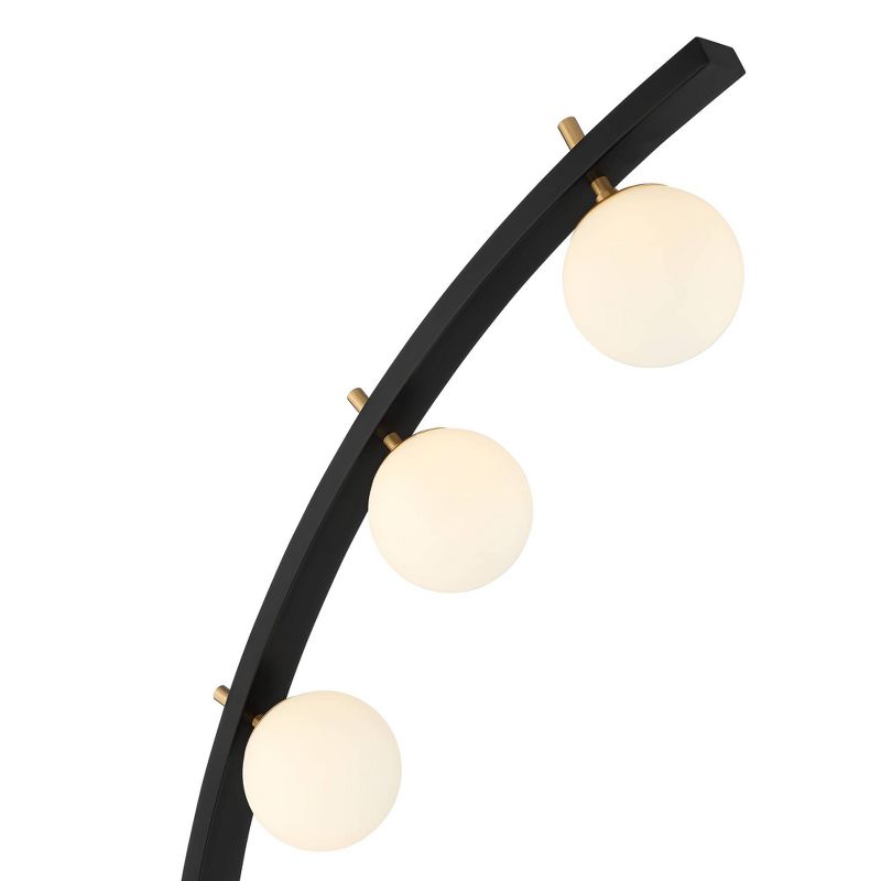 Possini Euro Design Rialto Modern Arched Floor Lamp 68 1/4" Tall Warm Gold Matte Black 3 Light Frosted White Glass Orb Shade for Living Room Reading, 3 of 10