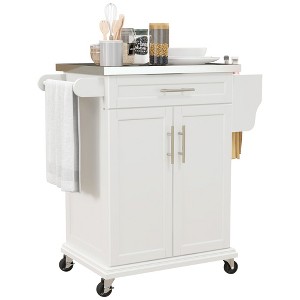 HOMCOM Rolling Kitchen Island Utility Trolley, Storage Cart on Wheels With Drawer - 1 of 4