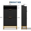 Narrow Shoe Cabinet Storage for Entryway, Modern Fluted Shoe Rack Organizer with 2 Flip Drawers and an Open Shelf for Hallway, Living Room - 2 of 4