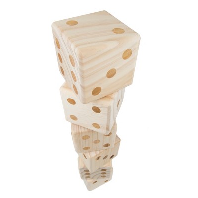 Toy Time Giant Wooden Yard Dice - 6 Outdoor Dice with Carrying Case