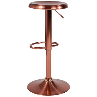 Sleek Rose Gold Adjustable Swivel Metal Barstool