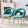 Set of 2 Velvet Dining Chairs with Metal Legs and Tufted Back, Modern Upholstered Accent Chairs for Dining Room or Living Room-Koiai - 2 of 4