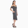 Women's Casual Scoop Neck Flutter Sleeve Knee Length Dress - White Mark - 2 of 4