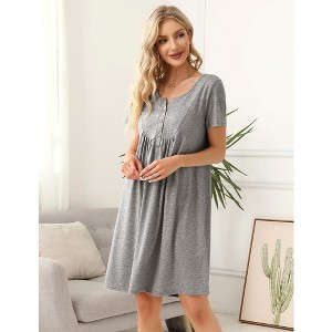 Casual Solid Buttons O Neck Short Sleeve Dress(4 Colors)