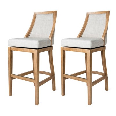 Maven Lane Vienna Rotating High Back Kitchen Stool with Fabric Upholstered Seat, Set of 2