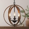 LNC Chet 3-light 15.5" Modern Farmhouse Small Globe Chandelier, Antique Brown and Matte Black - 2 of 4