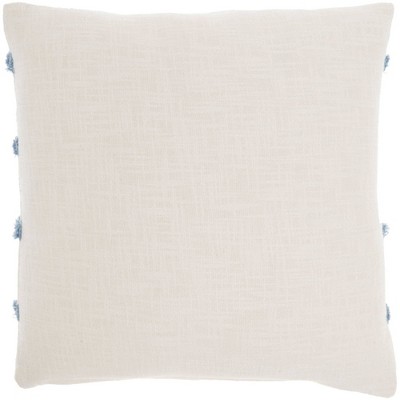 Ocean Blue Cotton Tufted Geometric 18" Throw Pillow