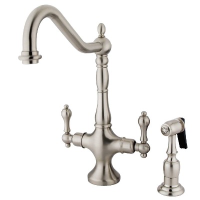 Satin Nickel Heritage Kitchen Faucet with Solid Brass Side Sprayer Satin Nickel - Kingston Brass