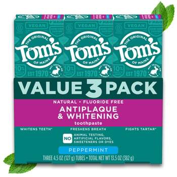 Tom's of Maine Antiplaque and Whitening Natural Toothpaste - Peppermint - 4.5oz/3pk