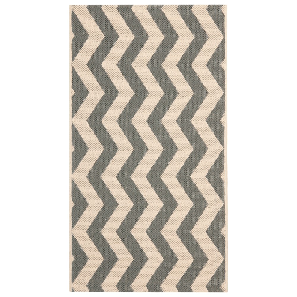 2'X3'7in Courtyard Ayden Chevron Outdoor Rug - Gray/Beige - Safavieh