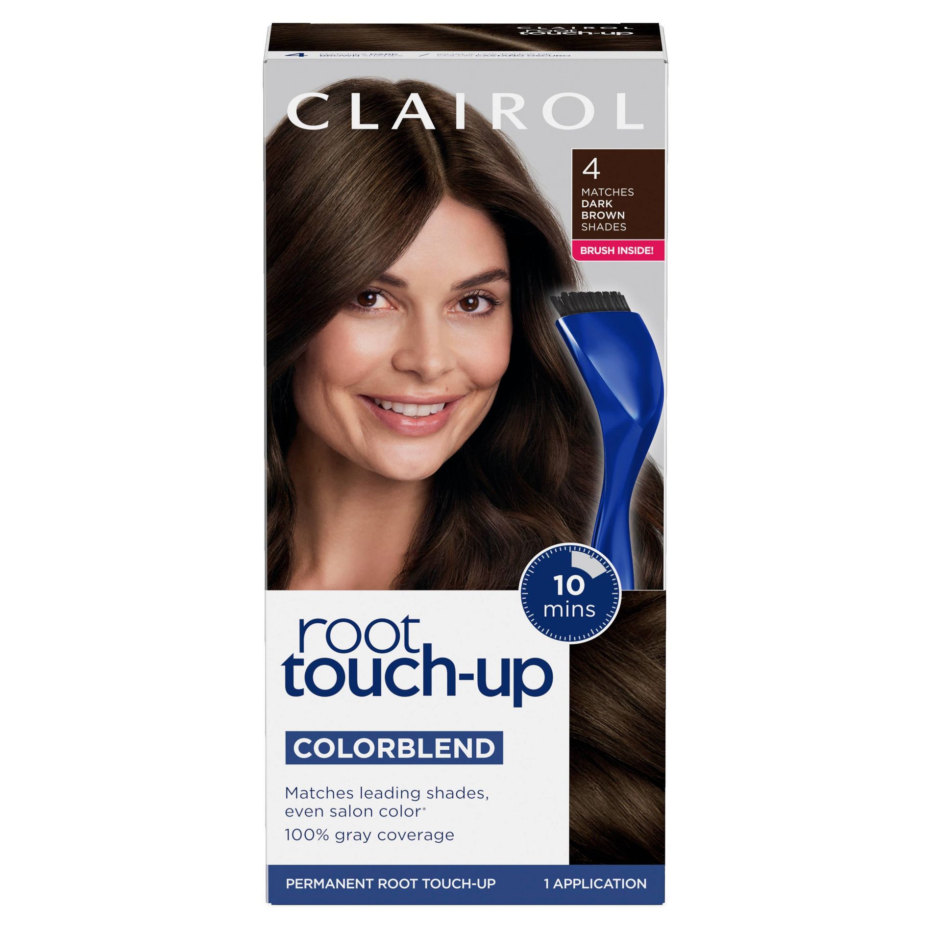 Clairol Root Touch-Up Permanent Hair Color - 4 Dark Brown Hair Dye Kit: Paraben-Free, Includes Applicator, Brush, Mixing Bowl, Gloves