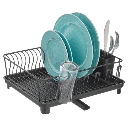 Happimess Simple 20.5 Fingerprint-proof Stainless Steel Dish Drying Rack  With Swivel Spout Tray And Wine Glass Holder, Stainless Steel/white : Target