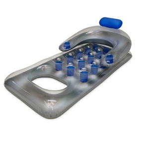 Swim Central 66" Inflatable Blue and Silver French Pocket Swimming Pool Lounger - 1 of 1
