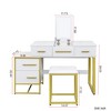 49"W Mirrored Vanity Table Set with Cushioned Stool, Makeup Vanity Desk Dressing Table Versatile Desk with 4 Drawers, Black/White-ModernLuxe - 3 of 4