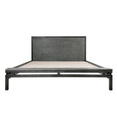 Queen Ashton Wood and Metal Bed Frame Gray - Finch
