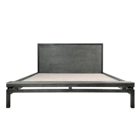 Queen Ashton Wood And Metal Bed Frame, Grey Bed Frame Wood