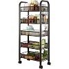5 Tier Rolling Cart with Wheels, Easy Assemble Metal Slim Rolling Storage Cart for Narrow Space On Bedroom Bathroom Laundry Room - 2 of 4