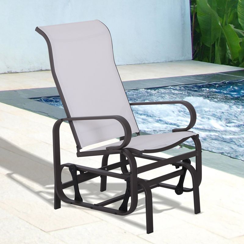 Outsunny Gliding Lounger Chair, Outdoor Swinging Chair with Smooth Rocking Arms and Lightweight Construction for Patio Backyard, 3 of 13