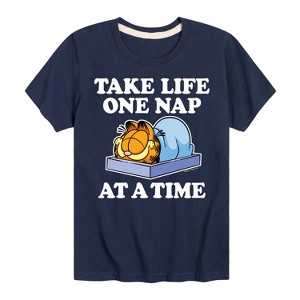 Boys' - Garfield - Take Life One Nap Short Sleeve Graphic T-Shirt - 1 of 4